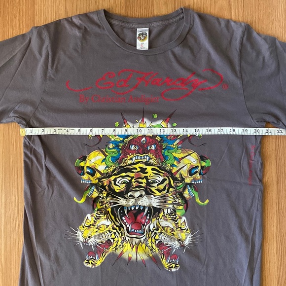 ❤️ Ed Hardy by Christian Audigier Tiger Logo Tee Size Large - Picture 6 of 10